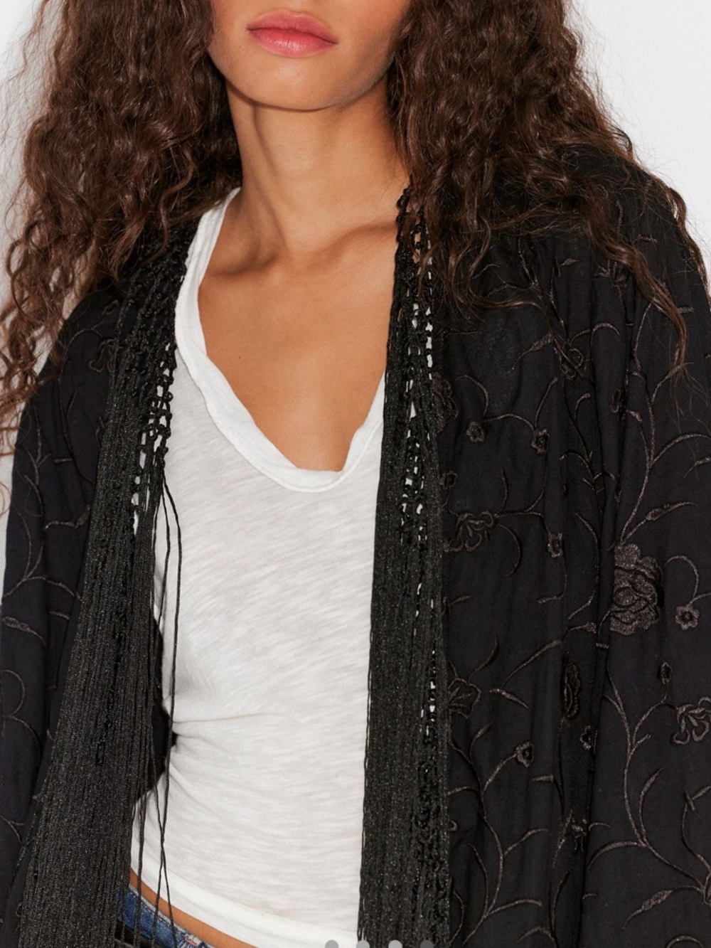NWOT Free People London Nights Piano Duster in Black - Picture 3 of 9